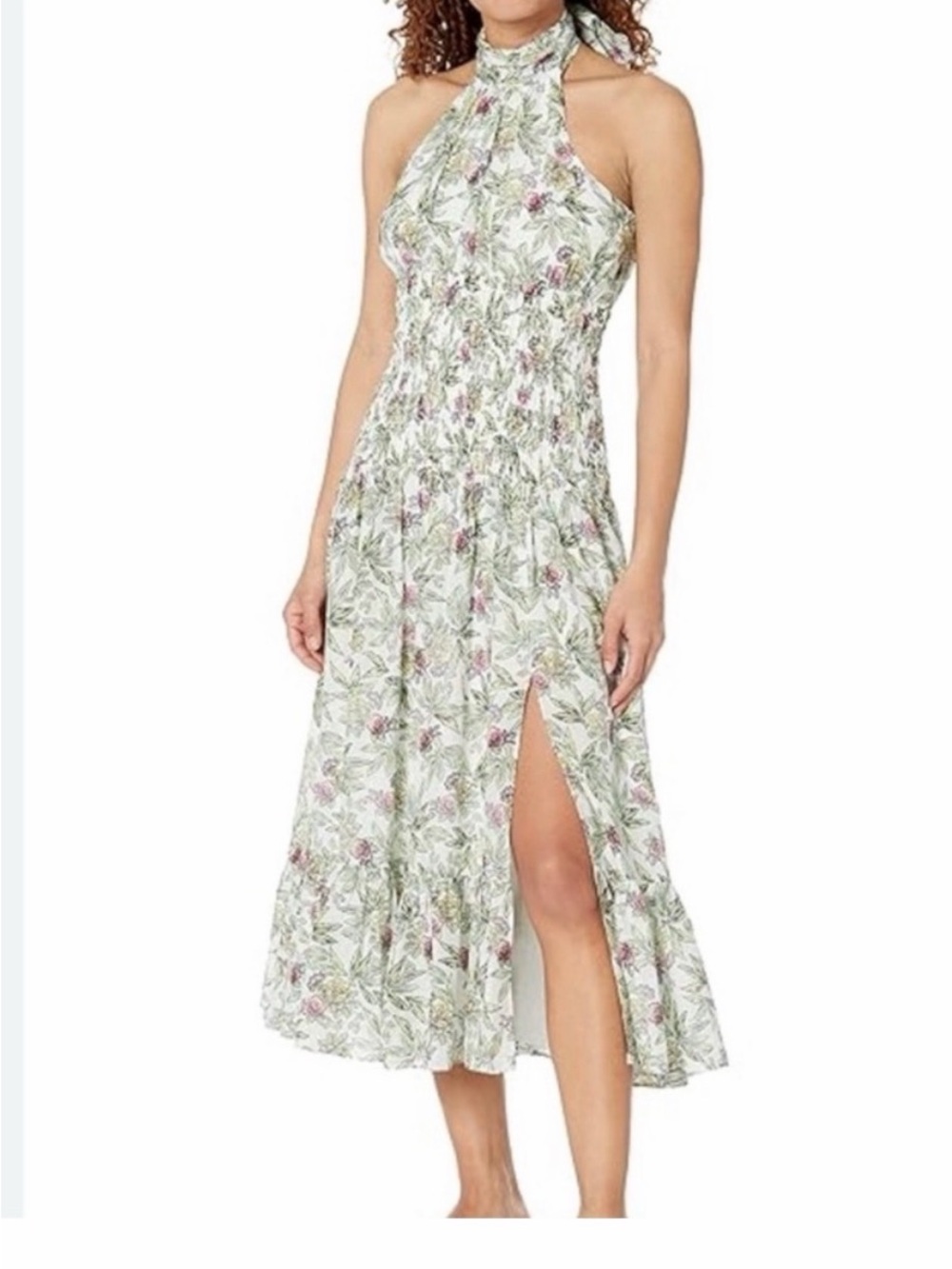 Cinq a sept Dover Silk-Blend midi Dress Floral Halter Midi Dress